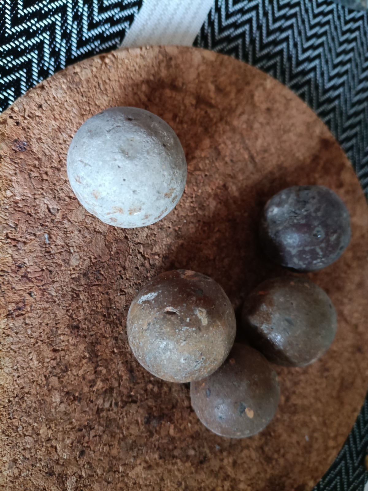 5 Large 17th Century Stoneware Marbles