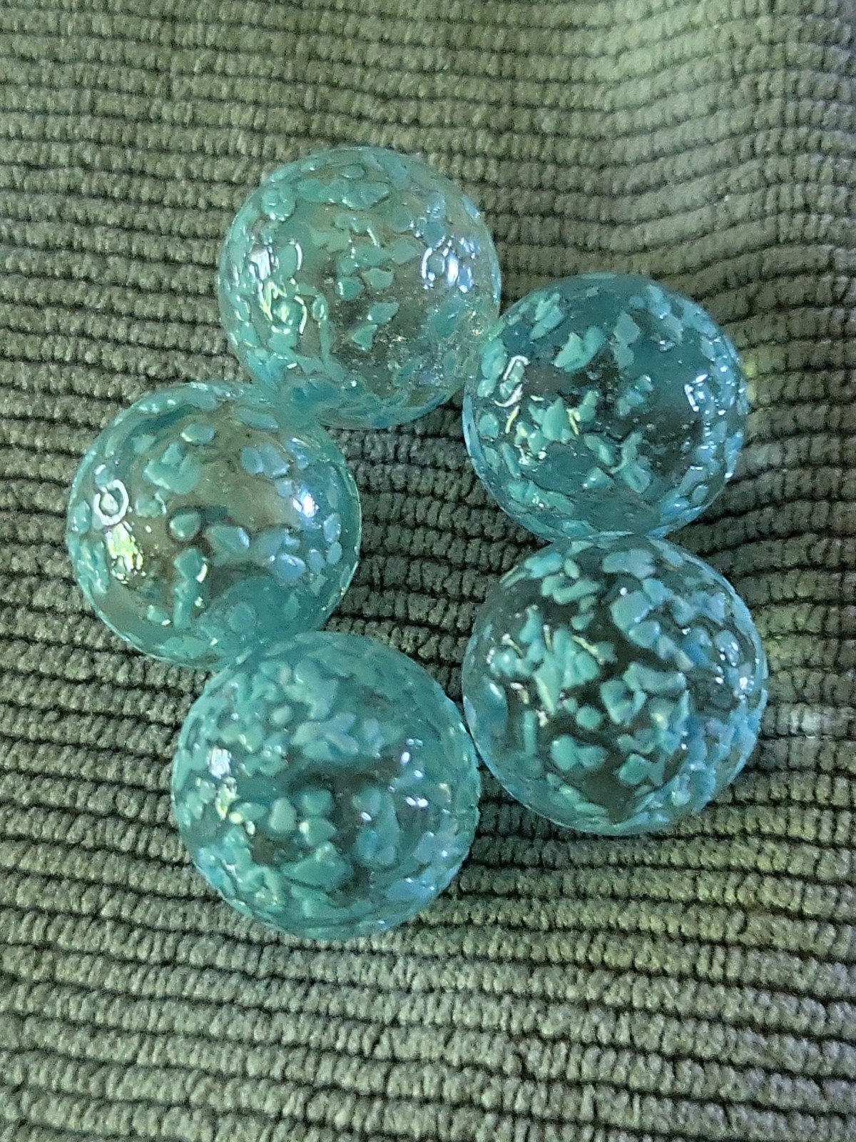 Lot Vacor Marble Princess lll Transparent Baby Blue Frit Speckle 5/8″ Marbles