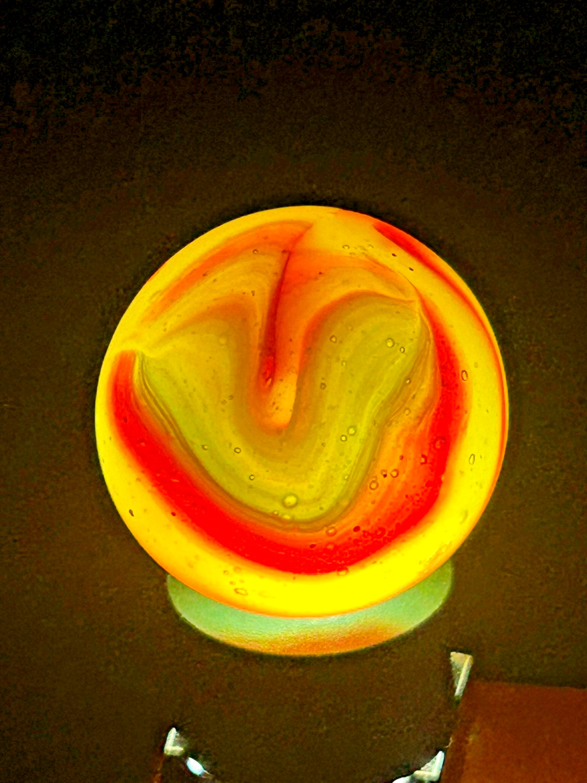 Peltier NLR Flaming Dragon Red, Orange & Green Marble .94″ Near Mint+ SH12