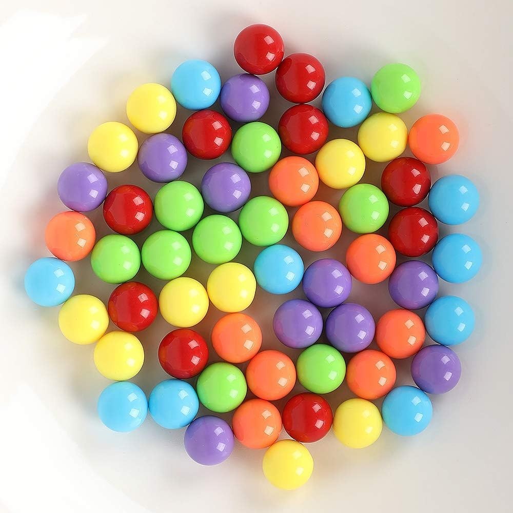 60pcs Chinese Checker Game Replacement Balls,6 Solid Color 14mm Acrylic Marbl…