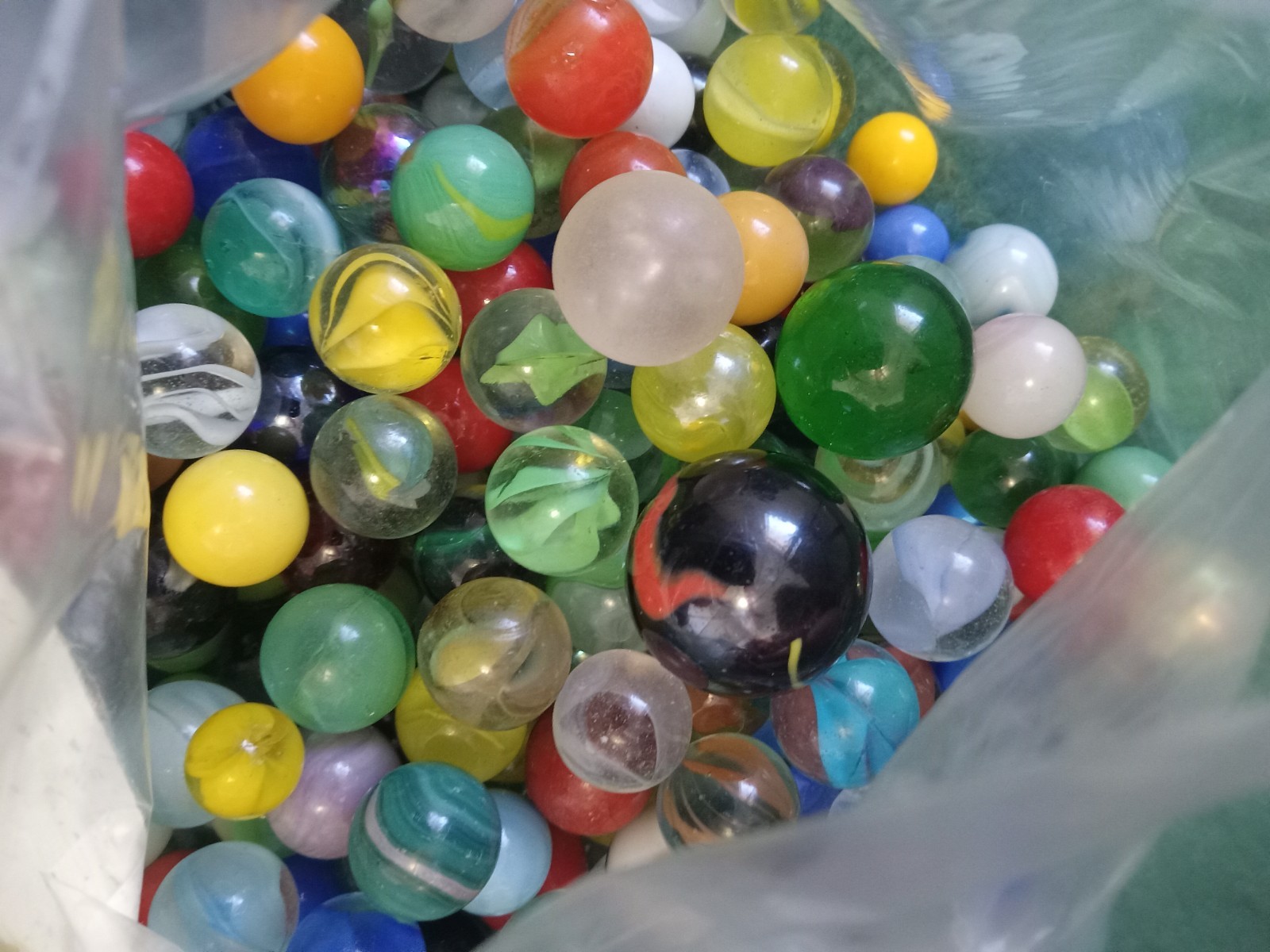 Vintage Glass Bear jar of Marbles Collection mix Colors 1.5 pounds free gift