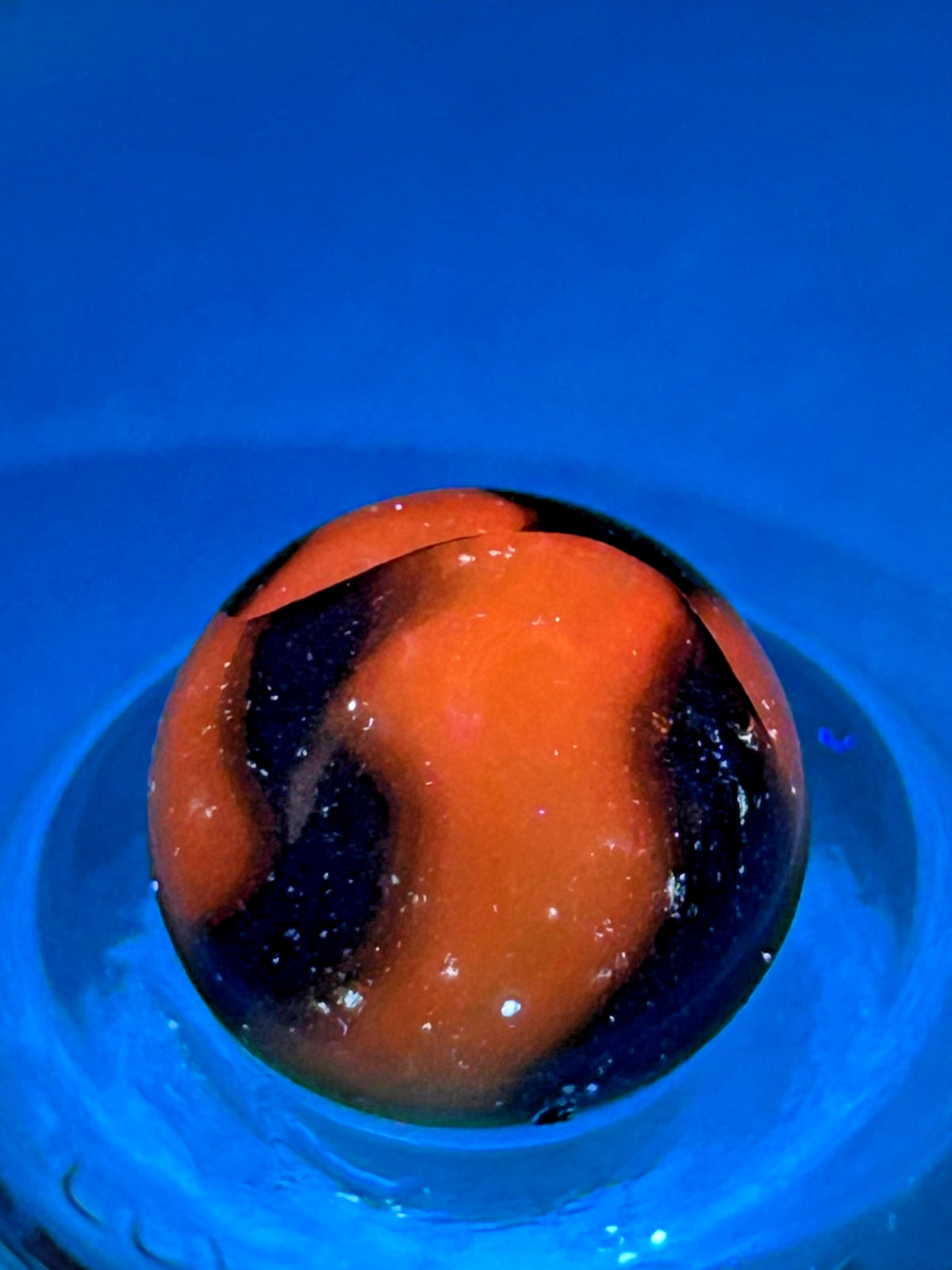 Vintage Peltier NLR Bloodie Rainbo Marble, Red/Orange, .66″, Near Mint+, P21
