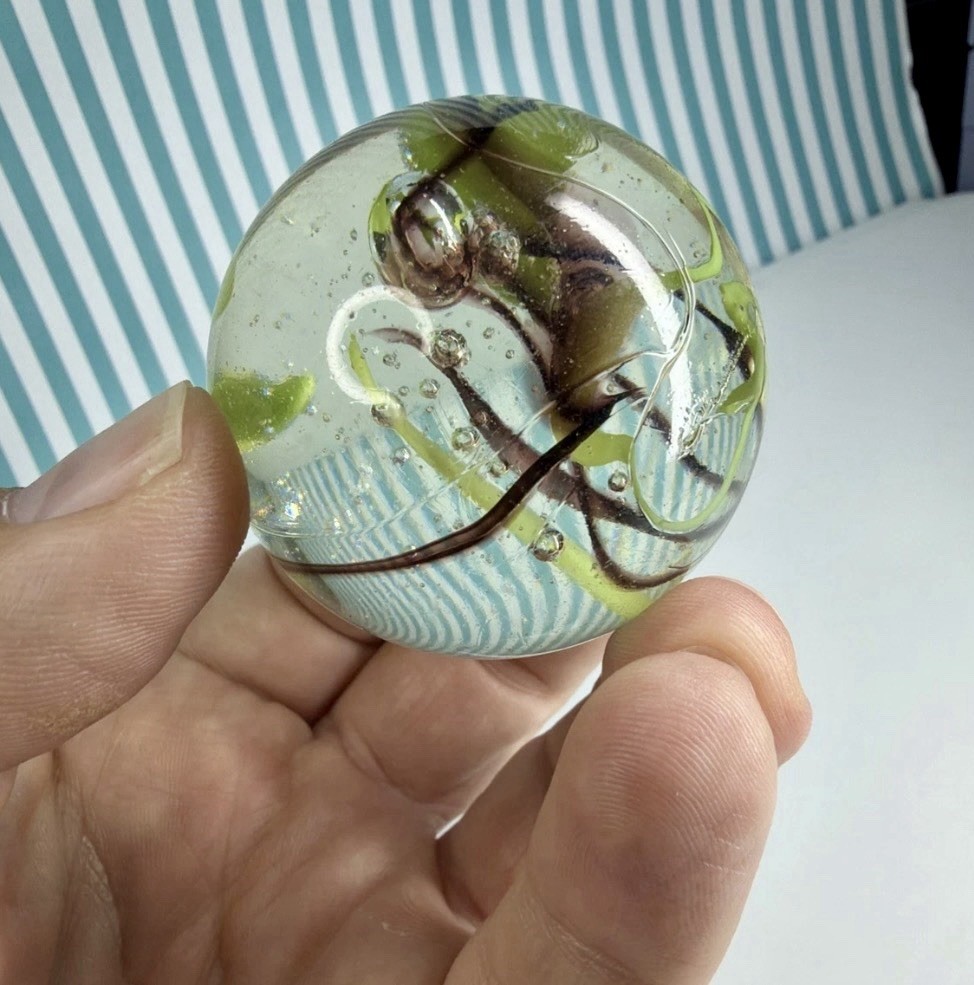 Vacor Commando Wire Pull Slag Marble ~1.9″ Toe Breaker Huge Mint Glass Marbles