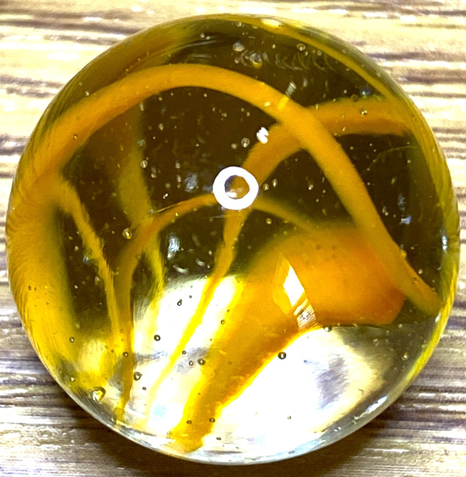 SUPER RARE YELLOW “EIGHT FINGER” VITRO CAGED CATS EYE / READ SHOOTER .88″ 8B/104