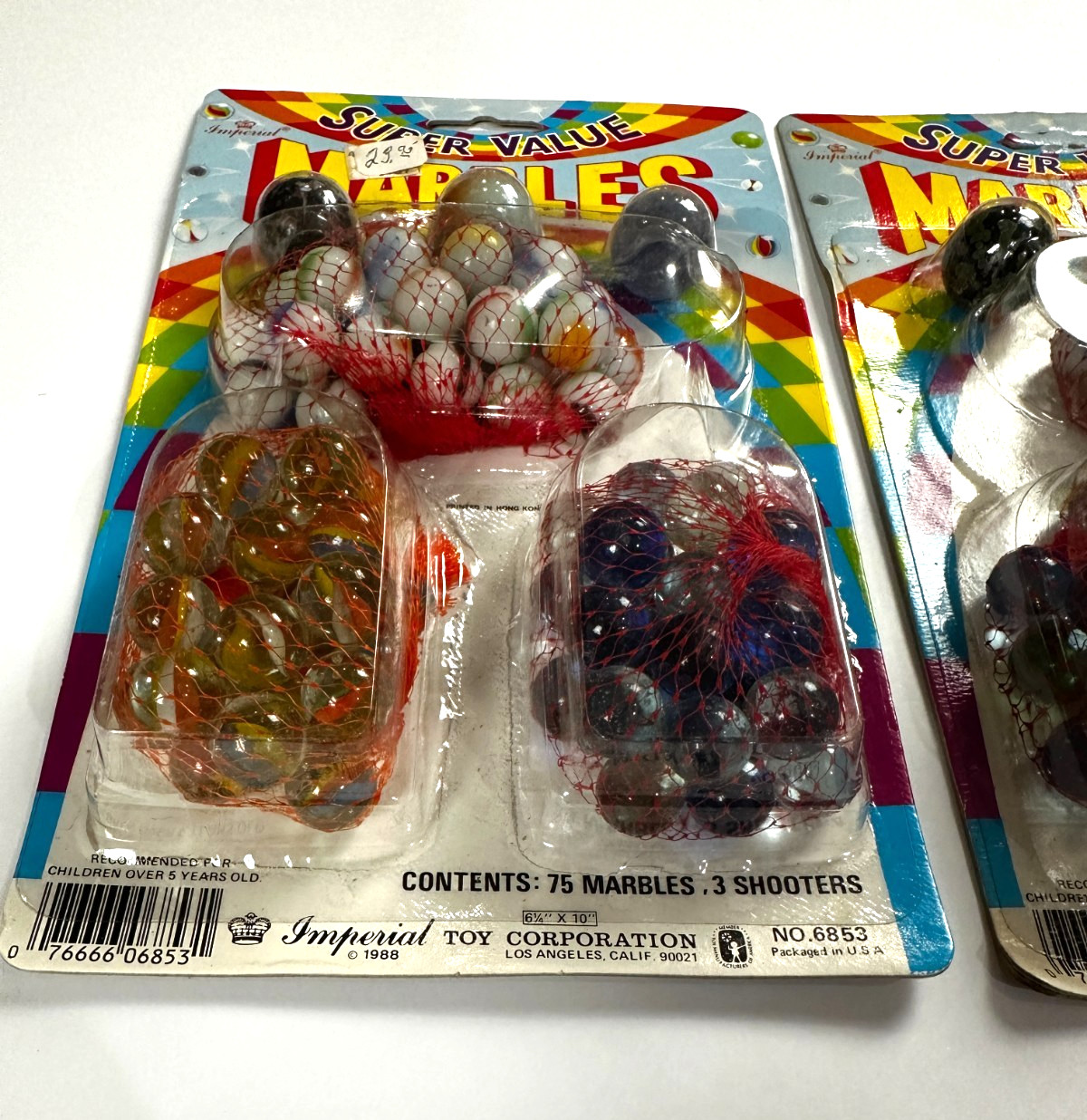Lot of 2 Imperial Toy Corp 75 Marbles with 3 Super Shooters No 6853 1988