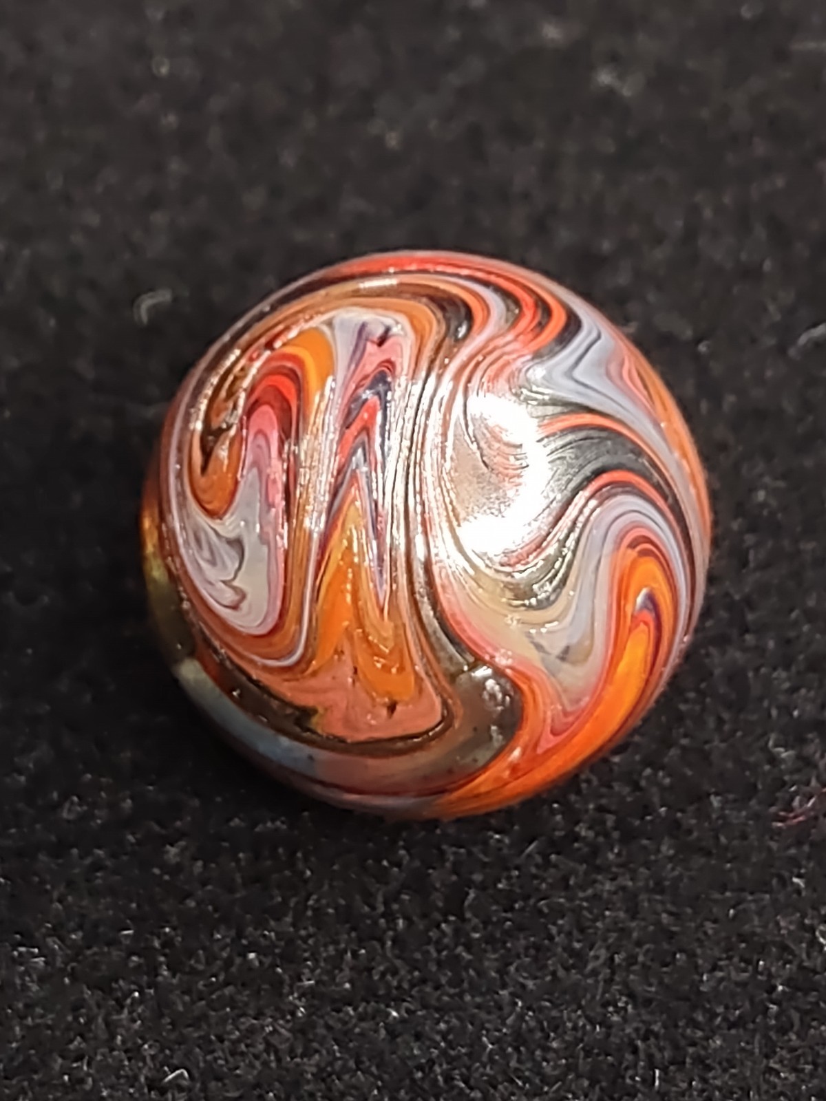 .79″ Red Yellow & Blue – Das Or Jabo Swirl NM+ Twisted Ltd. Edt. Glass Marble