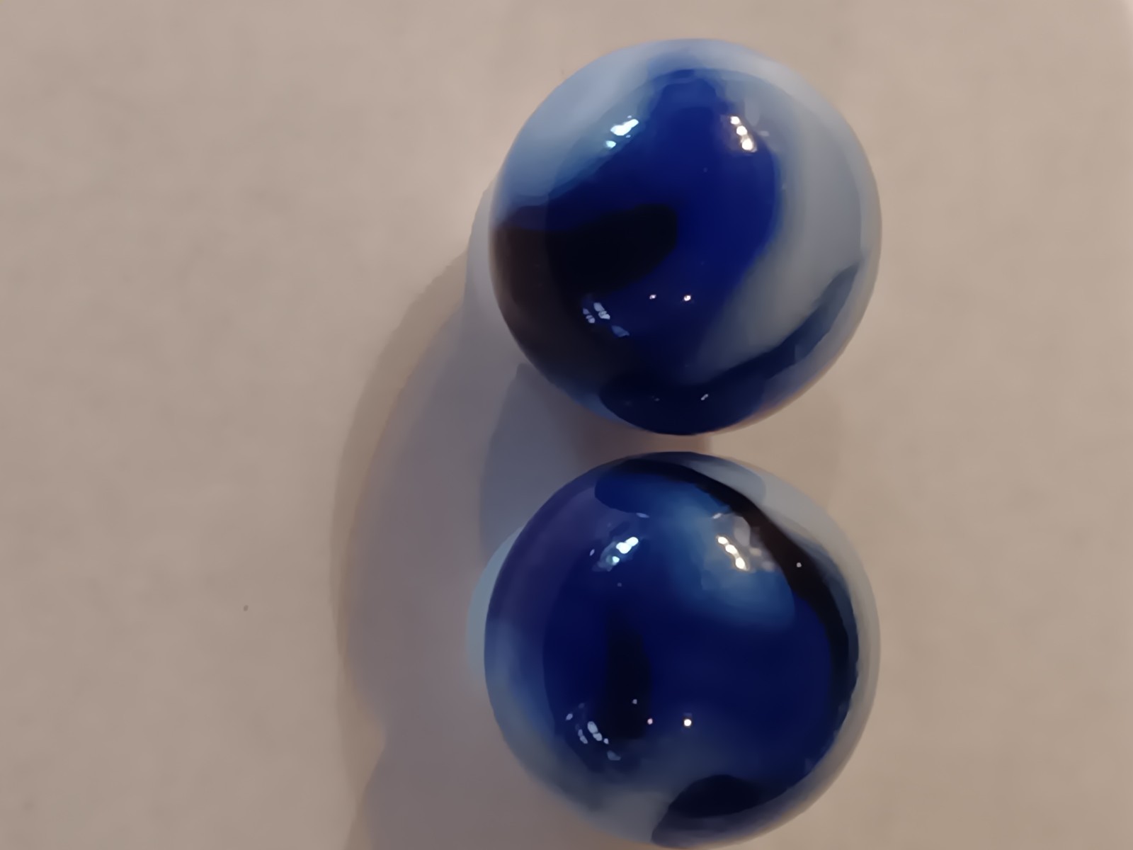 Blue Swirl Glass Toy Marbles Set of 2, Swirl Style, .94 inches each. Mint