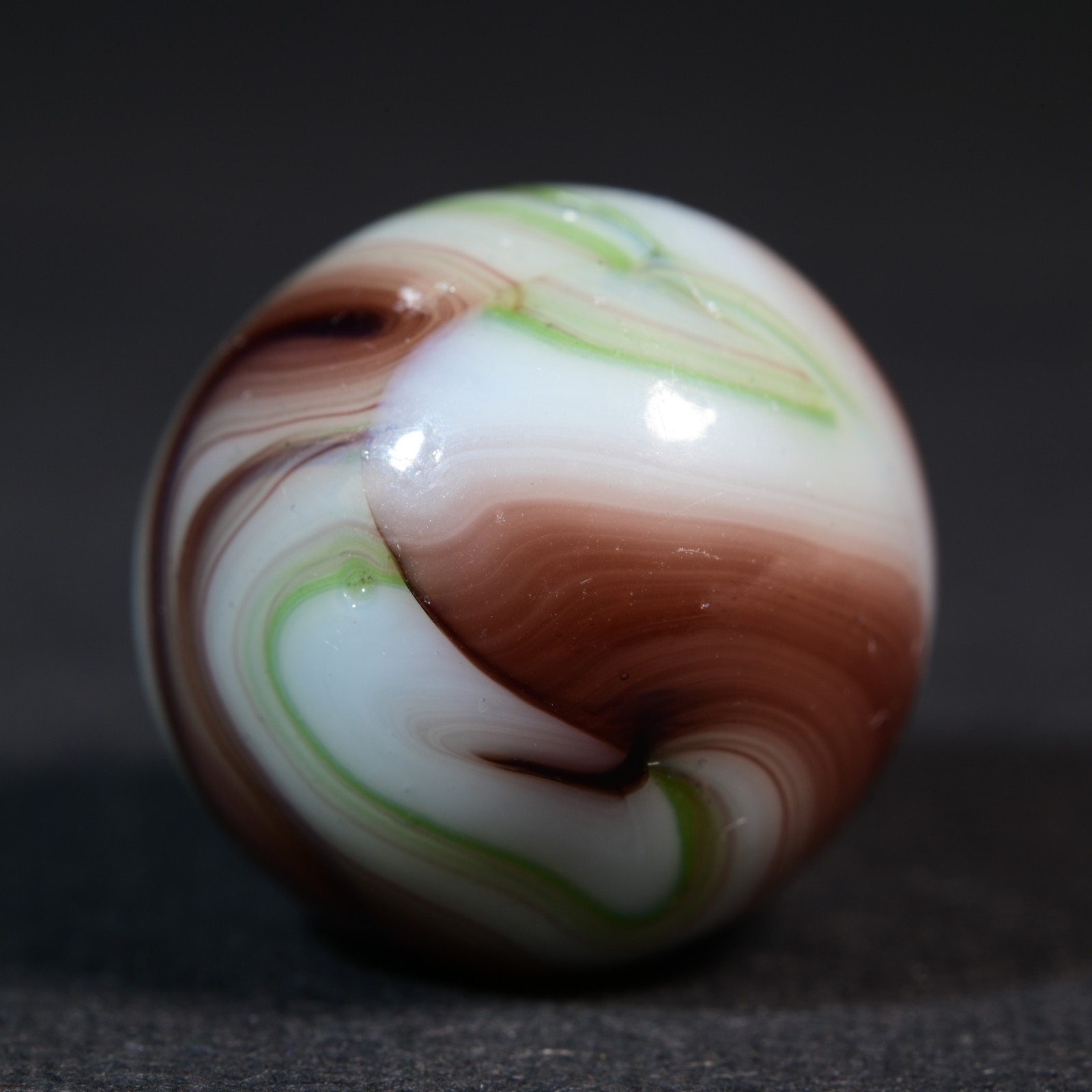 Veiligglas Opaque Vintage Marble 1960’s Olive & Earth Strata 16.1mm 5/8”