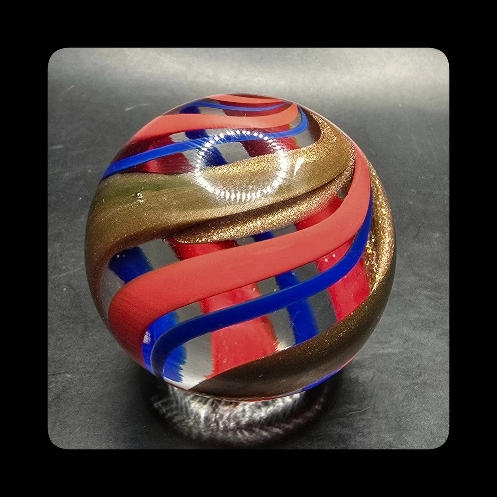 ~Mic’sMibs~2.09″ Rolf Grenier Adams German Handmade Contemporary Lutz Swirl Mint