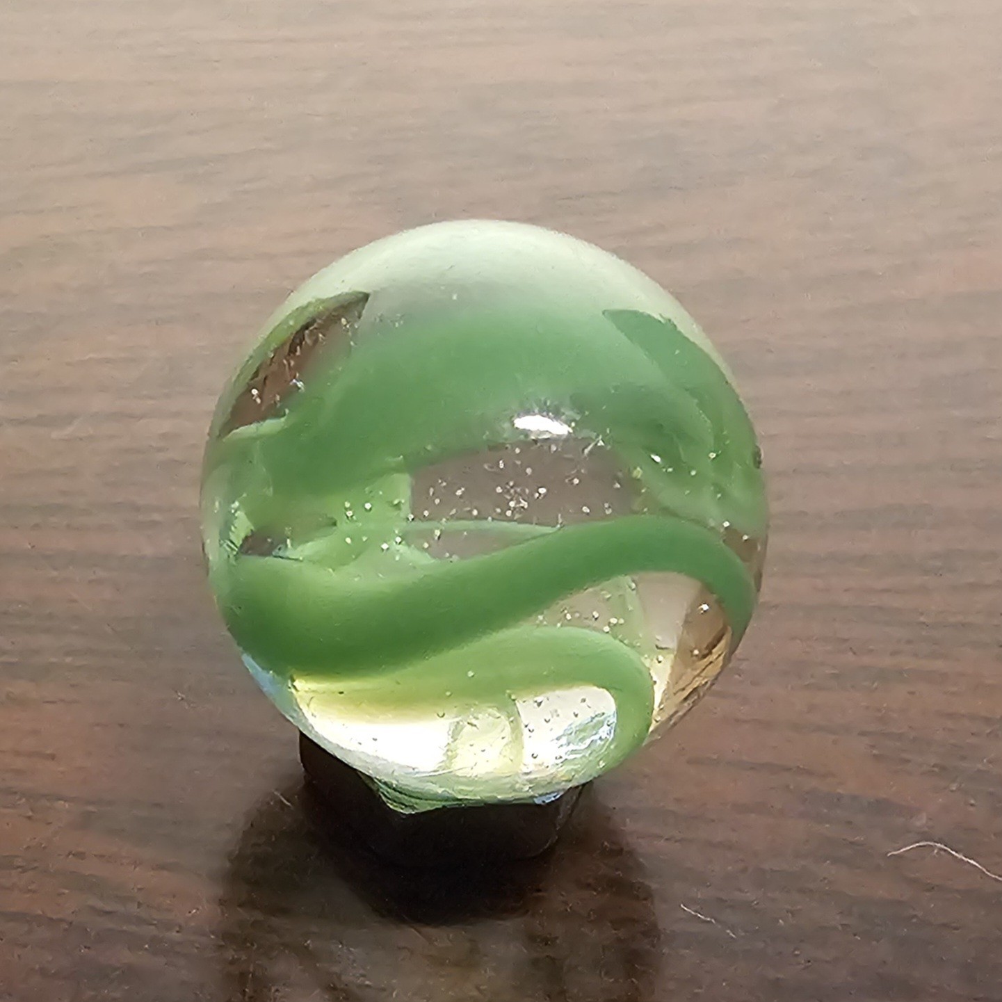 Vintage Vacor Green Spaghetti Ribbon .625″ Glass Marble
