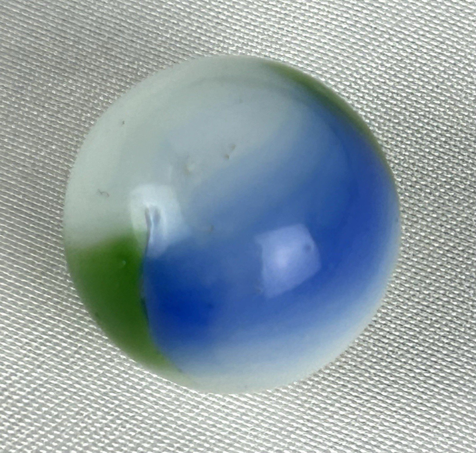 Vintage Vitro Agate Blue Green Marble .62 Inches 2 Color Patch Swirl Corkscrew