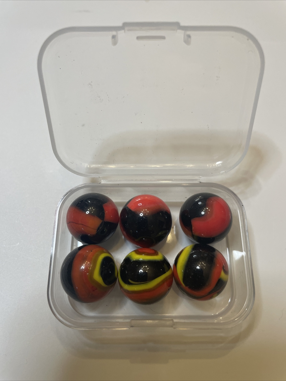 LOT OF SIX VINTAGE GLASS MARBLES ~ NICE COLORS, VERY GOOD CONDITION {PRE-OWNED}