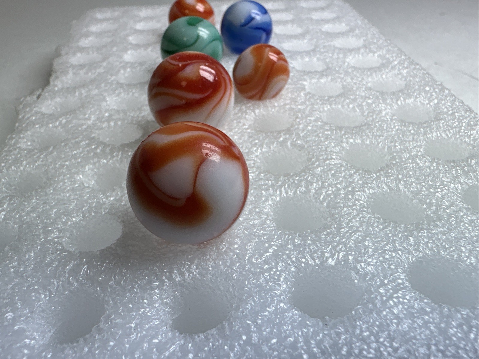 350 Lot Of 6 Vintage Alley Agate Swirl Marbles! .535-.735”