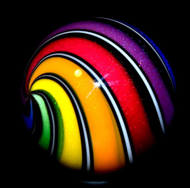 HOT HOUSE GLASS MARBLE/1.695″-CLASSIC DICHROIC BEACHBALL-YELLOW,LIME,ROYAL++