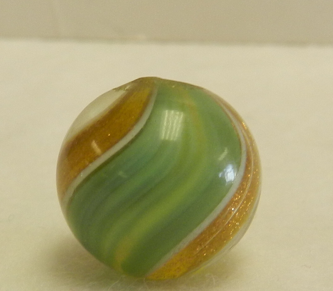 #17432m Vintage German 2 Color Ribbon Lutz Marble .68 Inches NM+ to M-