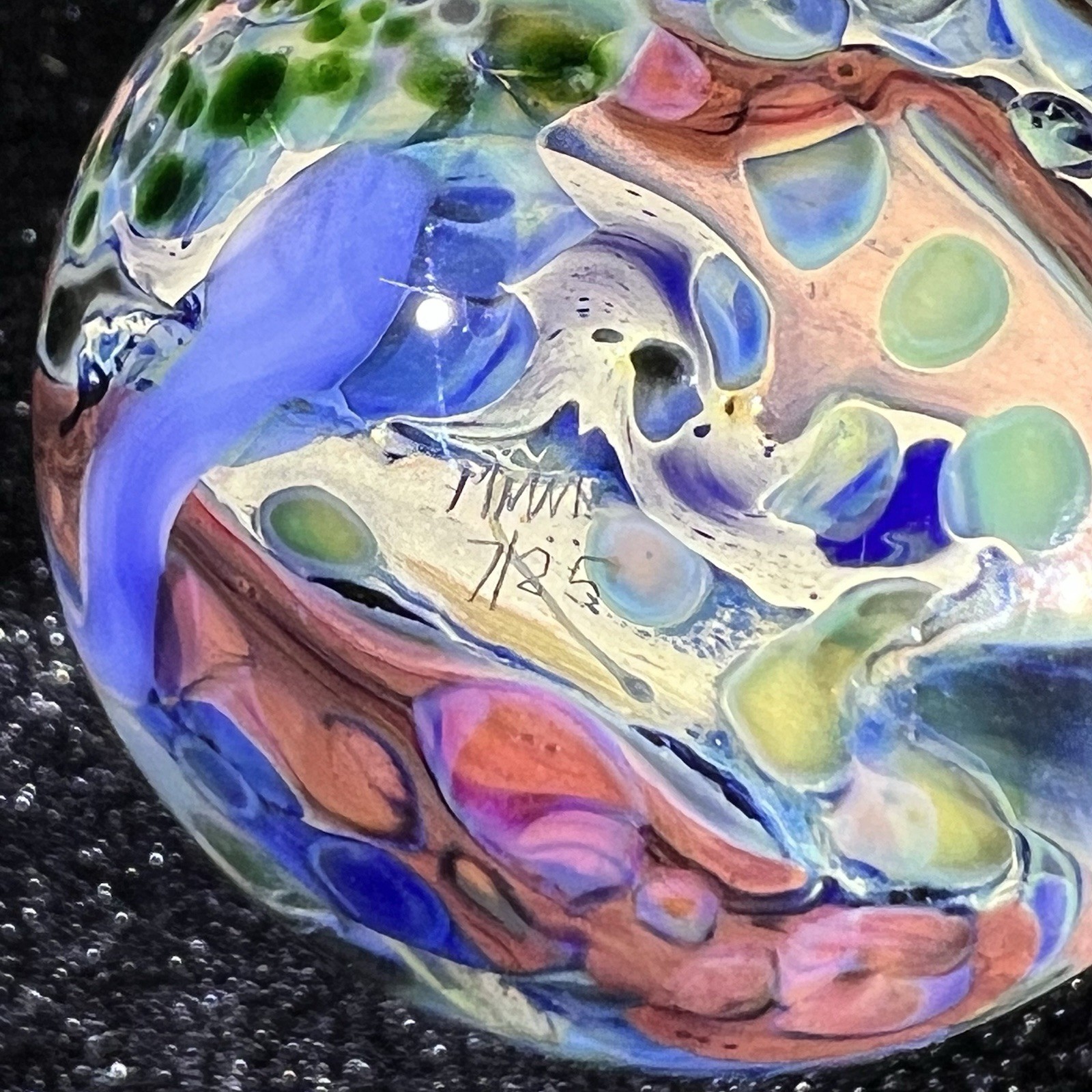1 1/4”+ Mad Man Marbles Lush Asteroid ☄️ Hit Planet Signed MMM 7/25