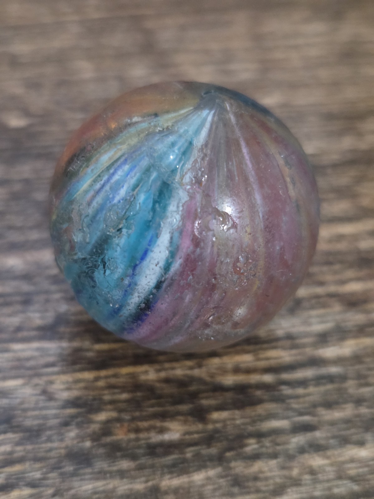 1.11″ Antique Vintage German Handmade Multi Colored Onionskin Marble