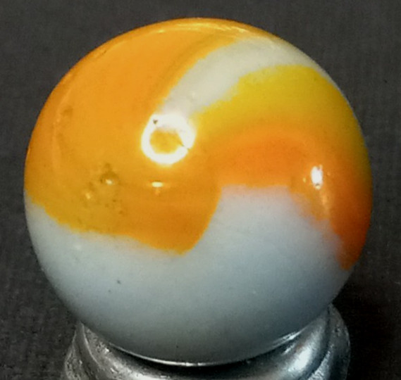 Vintage Kokomo Grey Base Orange Lips Marble .63” Mint Condition 126149