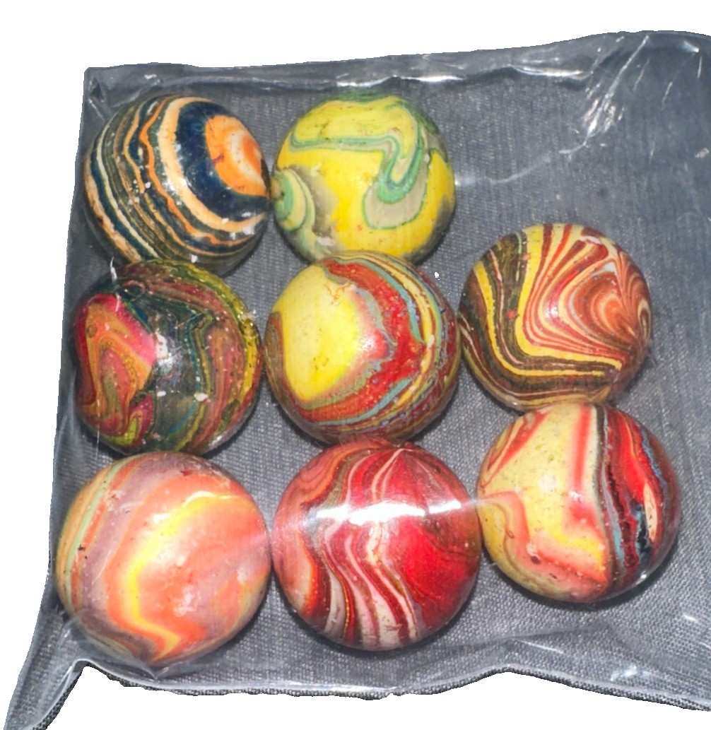 Hand made In Italy, 8 Random Clay Marbles Created by Artist Laura Berretti.