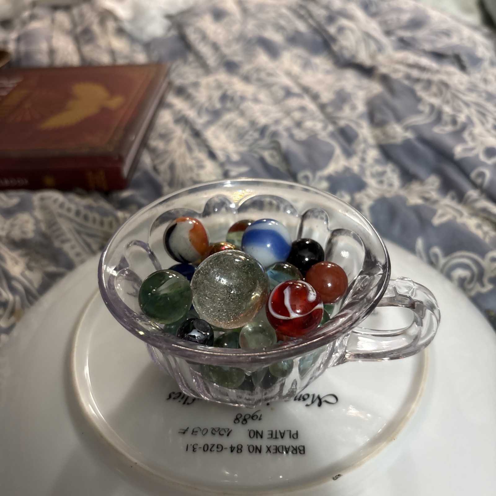 Vintage Marbles In Vintage Purple Glass 30 + Marbles + Shooter