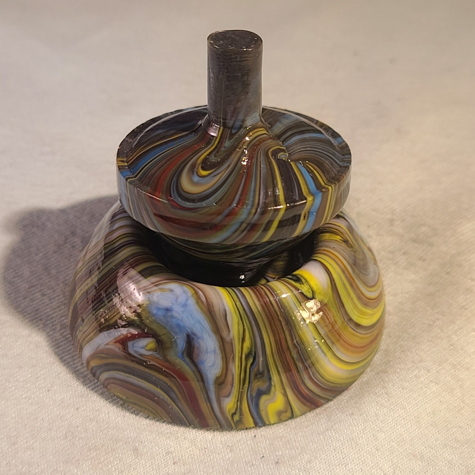 ANDY DAVIS, Glass Art Spinning Top & Base, Megans Run (?), #256G