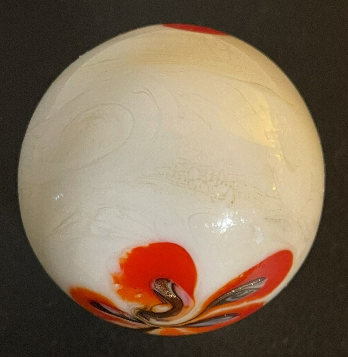 Handmade Gold Lutz Flower Swirl Marble Toe Breaker Massive Huge Nearly 2 Inches