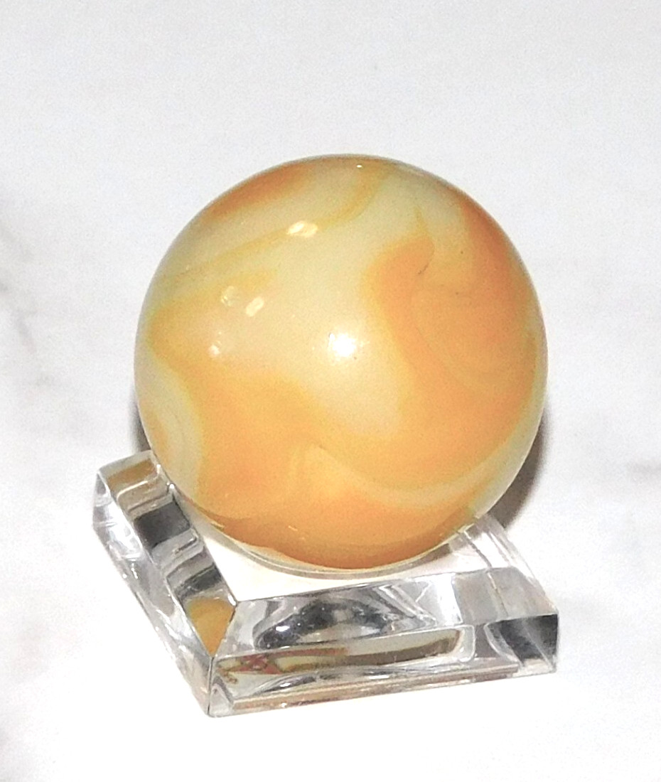 Vintage Marble Large Shooter Cream Light Yellow Swirl Opaque NM 0.98″ #0-139