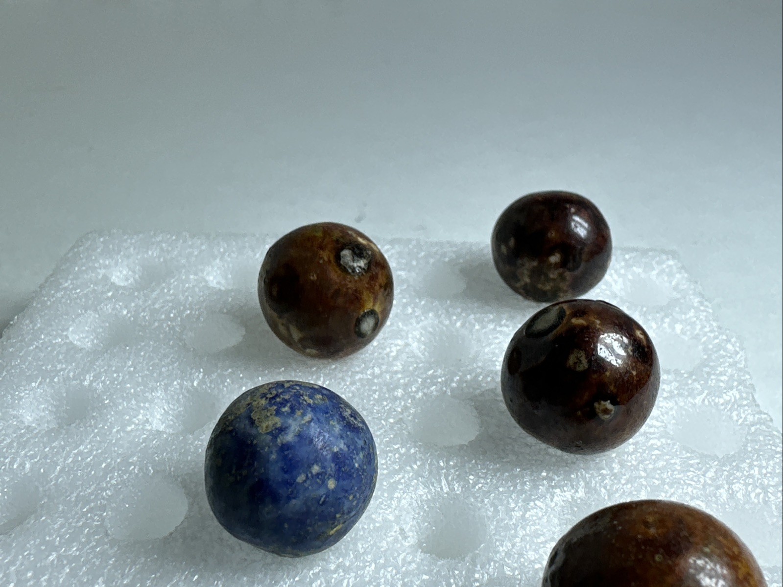 343 Lot Of 10 Vintage Handmade Clay Bennington Marbles! .713-.783”