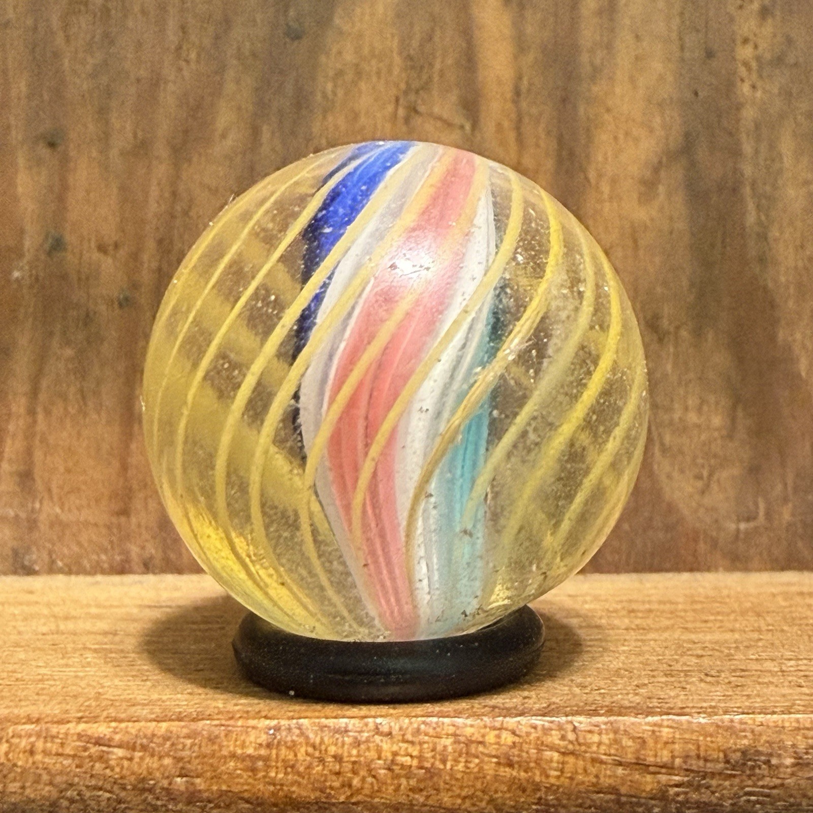 Antique German Handmade Caged Solid Core Shooter Marble 25/32” Near Mint | 329