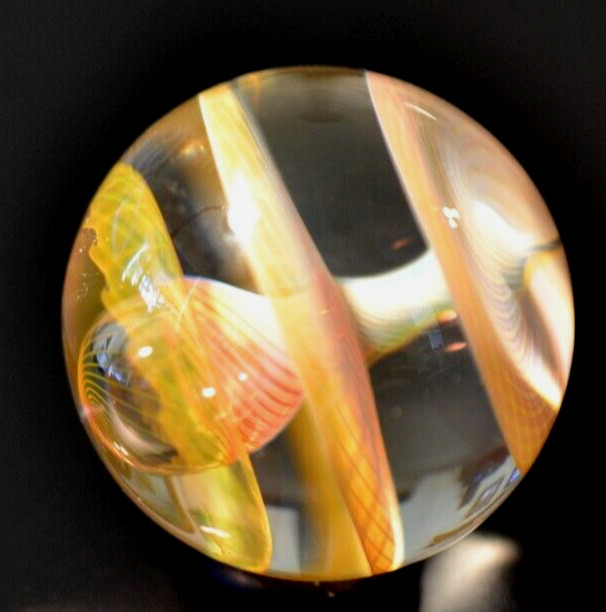 COHESION GLASS MARBLE/1.340″-3 SPINNING BOWLS-YELLOW, PEACH,PINK,TANGERINE,GOLD