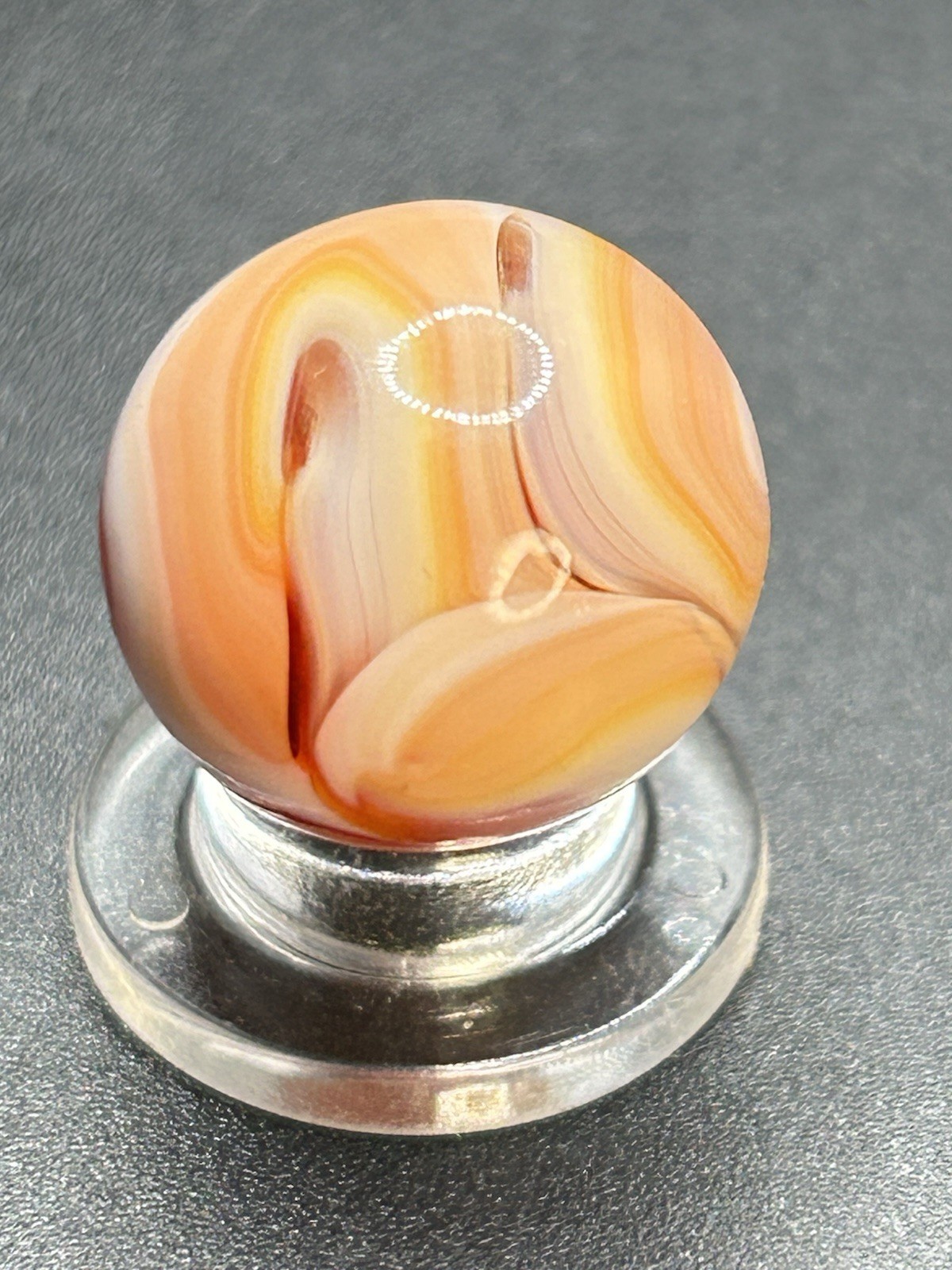 CAC Christensen Agate Blended Red Swirl Marble UV Active Vintage Marbles 0.669”