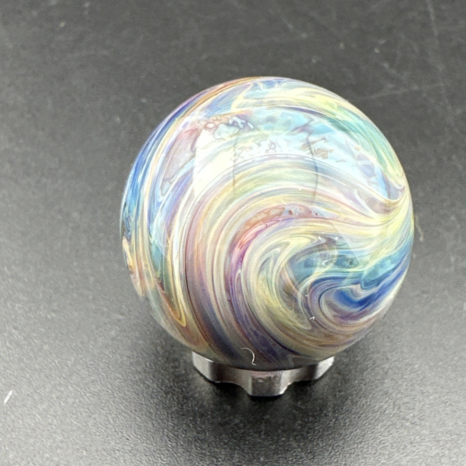 Contemporary Handmade Art Glass Marble .96″ Abstract Color Layer Swirls Boro MIB