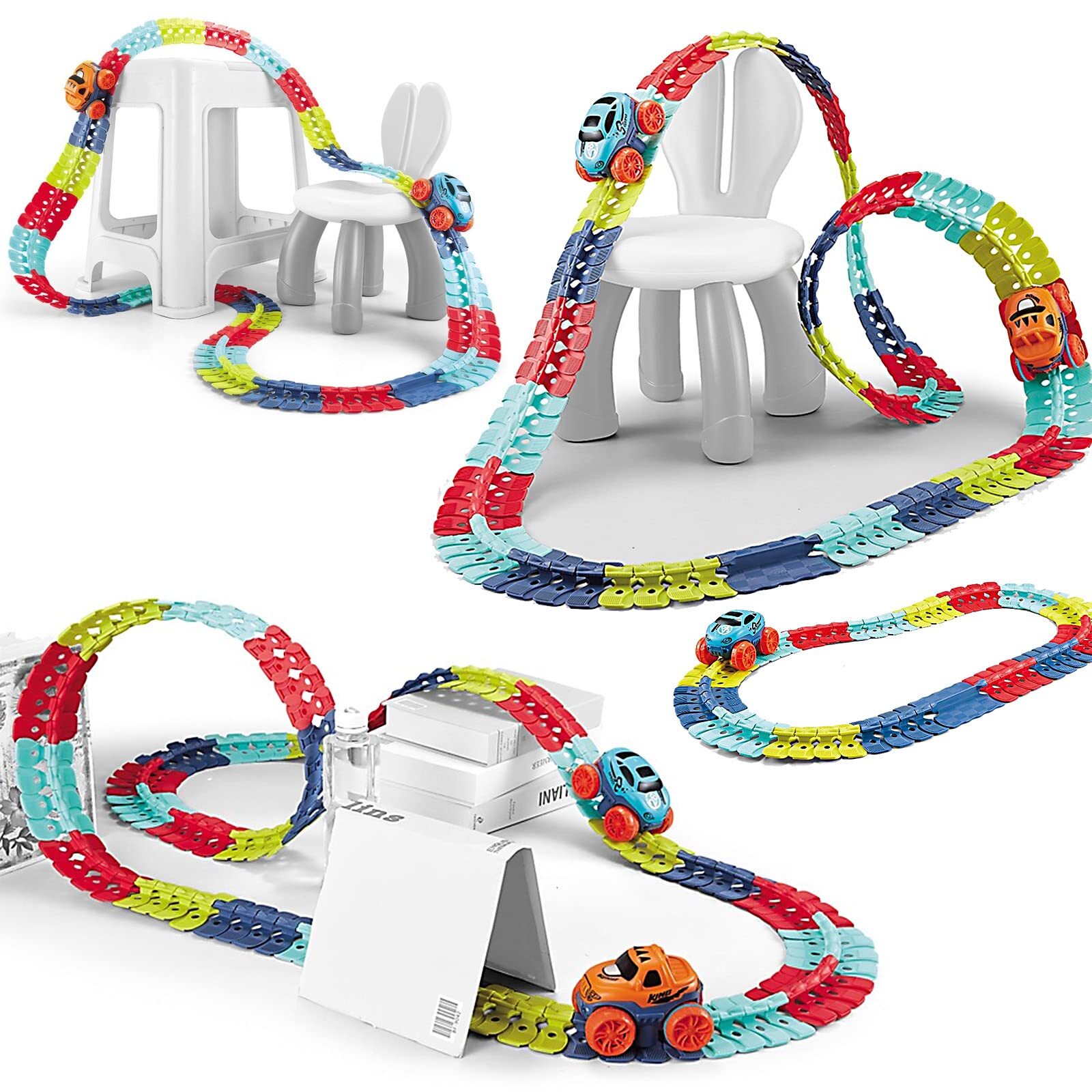95PCS Car Track Set Race Track Toys for Boys Kids LED Light-Up Race Car Gift