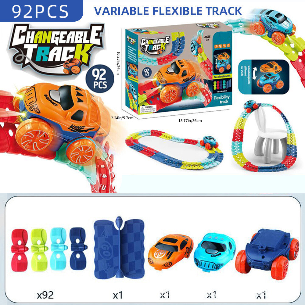 95PCS Car Track Set Race Track Toys for Boys Kids LED Light-Up Race Car Gift