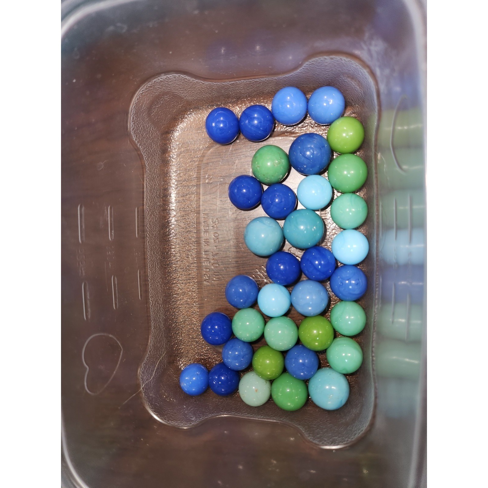 35 Vintage Glass Marbles LOT of Mostly Solid Color Green and Blue LOT F