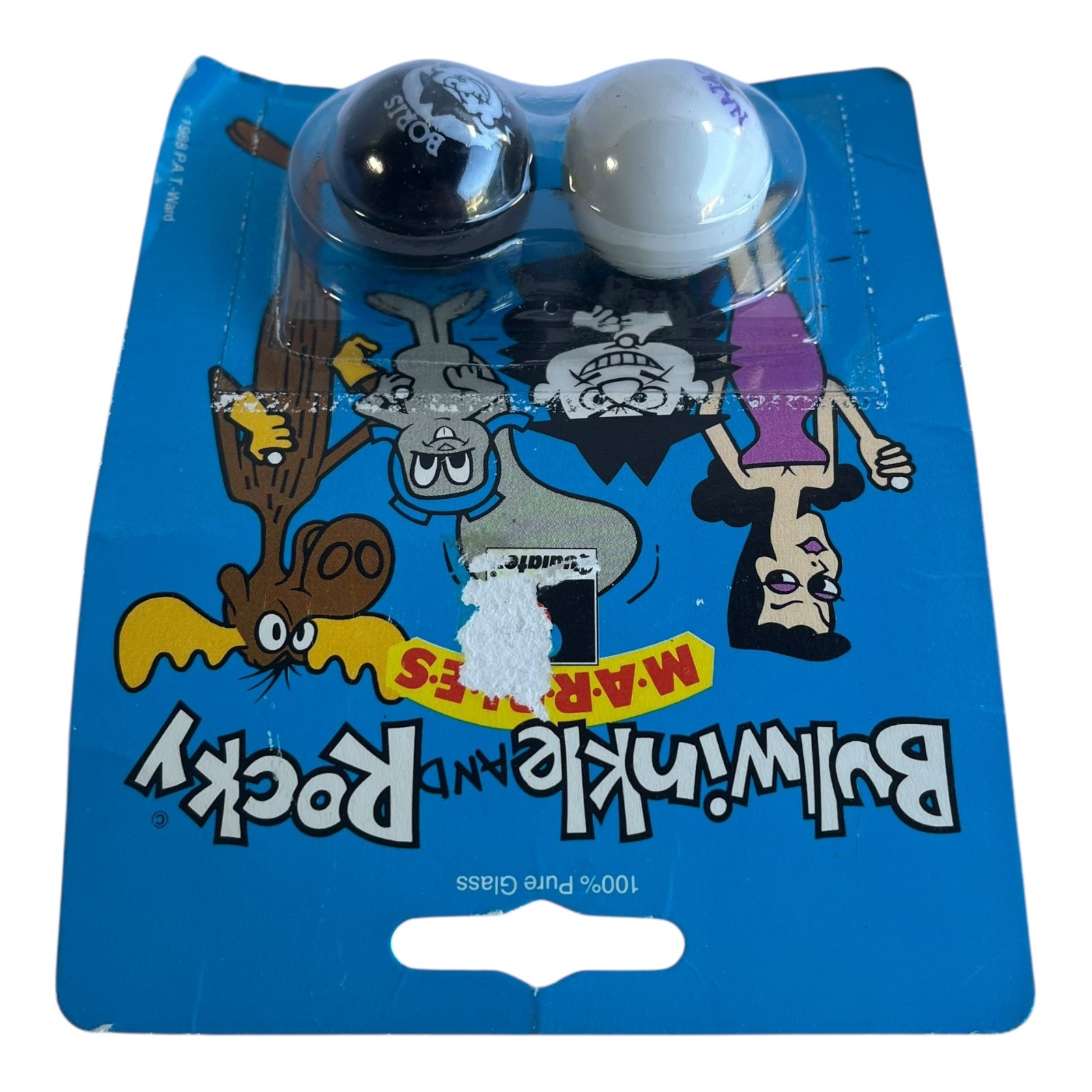 1988 Bullwinkle & Rocky Moosion Impossible Marbles 100% Pure Glass New Other