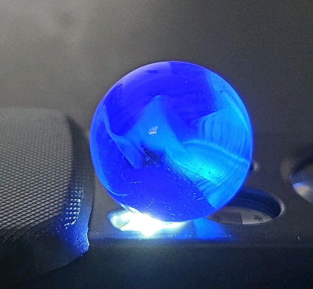 Vintage 1940 Vitro Agate Opal Conqueror Glass Marble Opalescent Cobalt Blue Fire