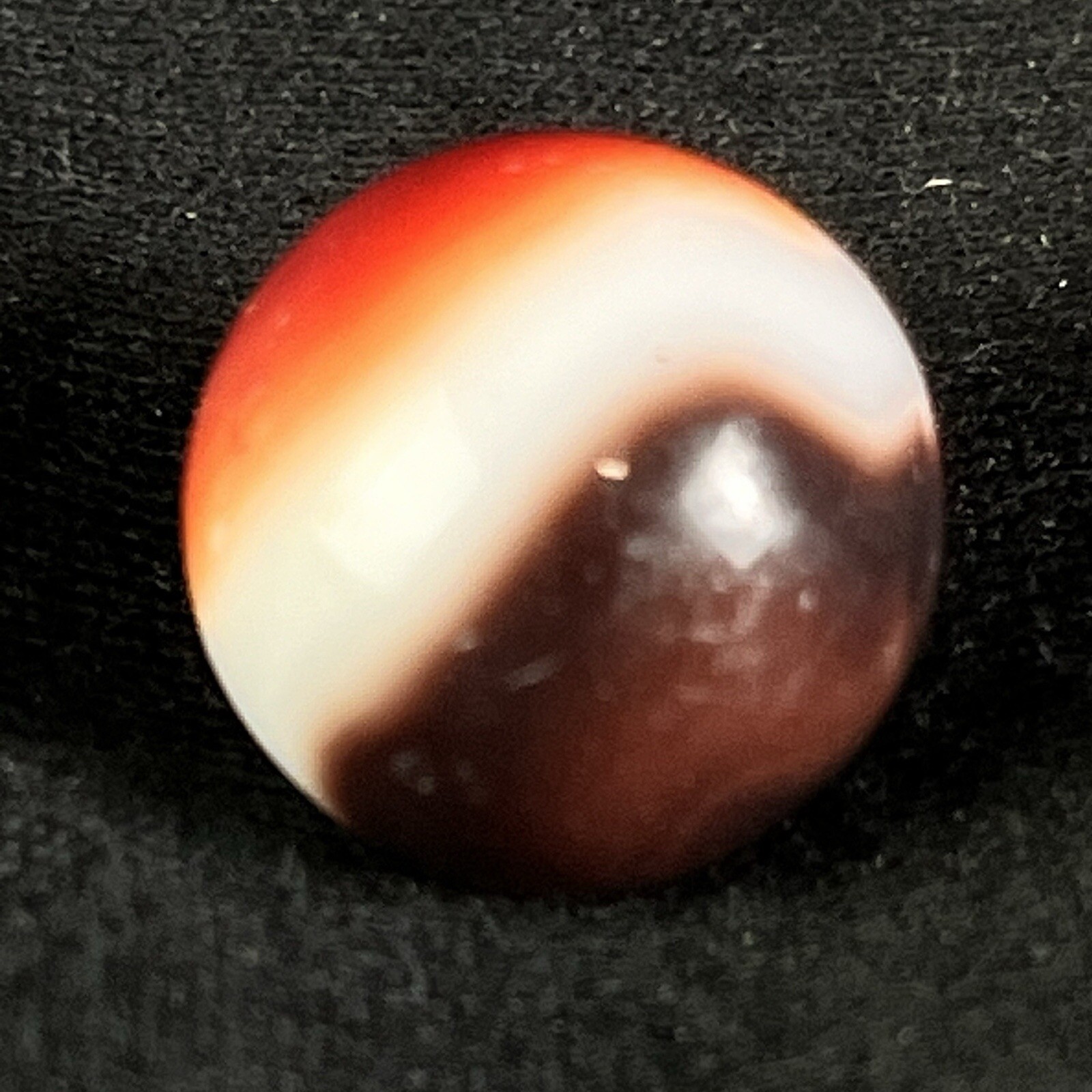 Vintage Akro Agate Peltier Art Swirl Glass Marble .62” Wite Brown Red-Orange