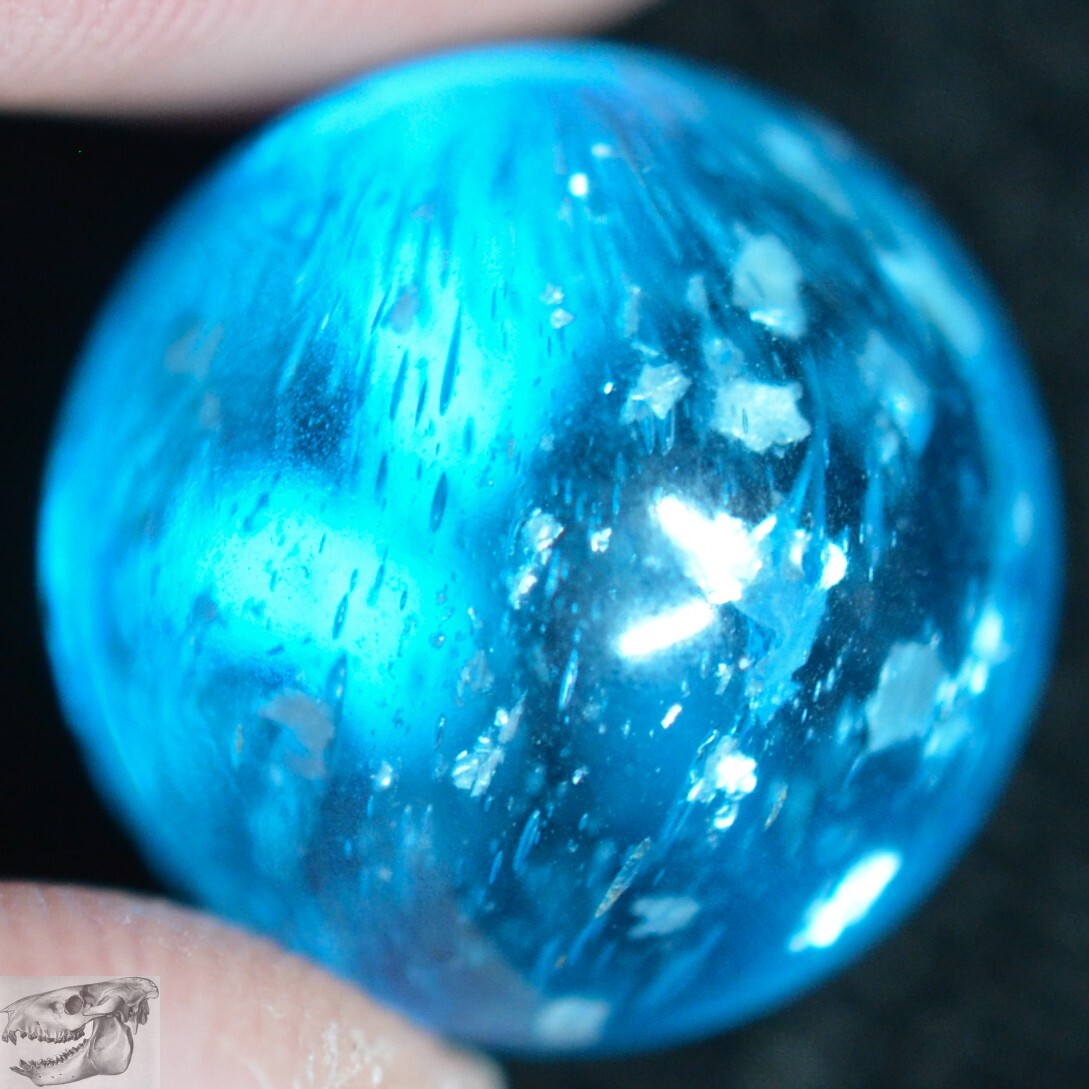 Handmade Aqua Blue Mica Marble, 9/16 in, Polished, 1860-1920, Germany S905
