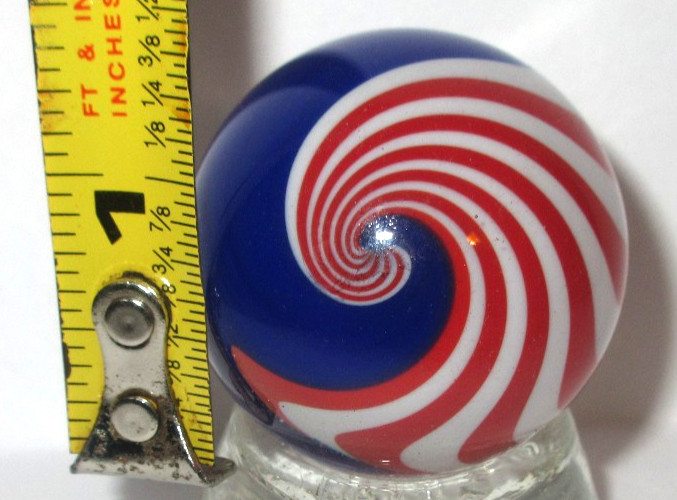 Signed DAVIS GLASS MARBLE Patrioitic SWIRL CONTEMPORARY 2004 JIM STAND