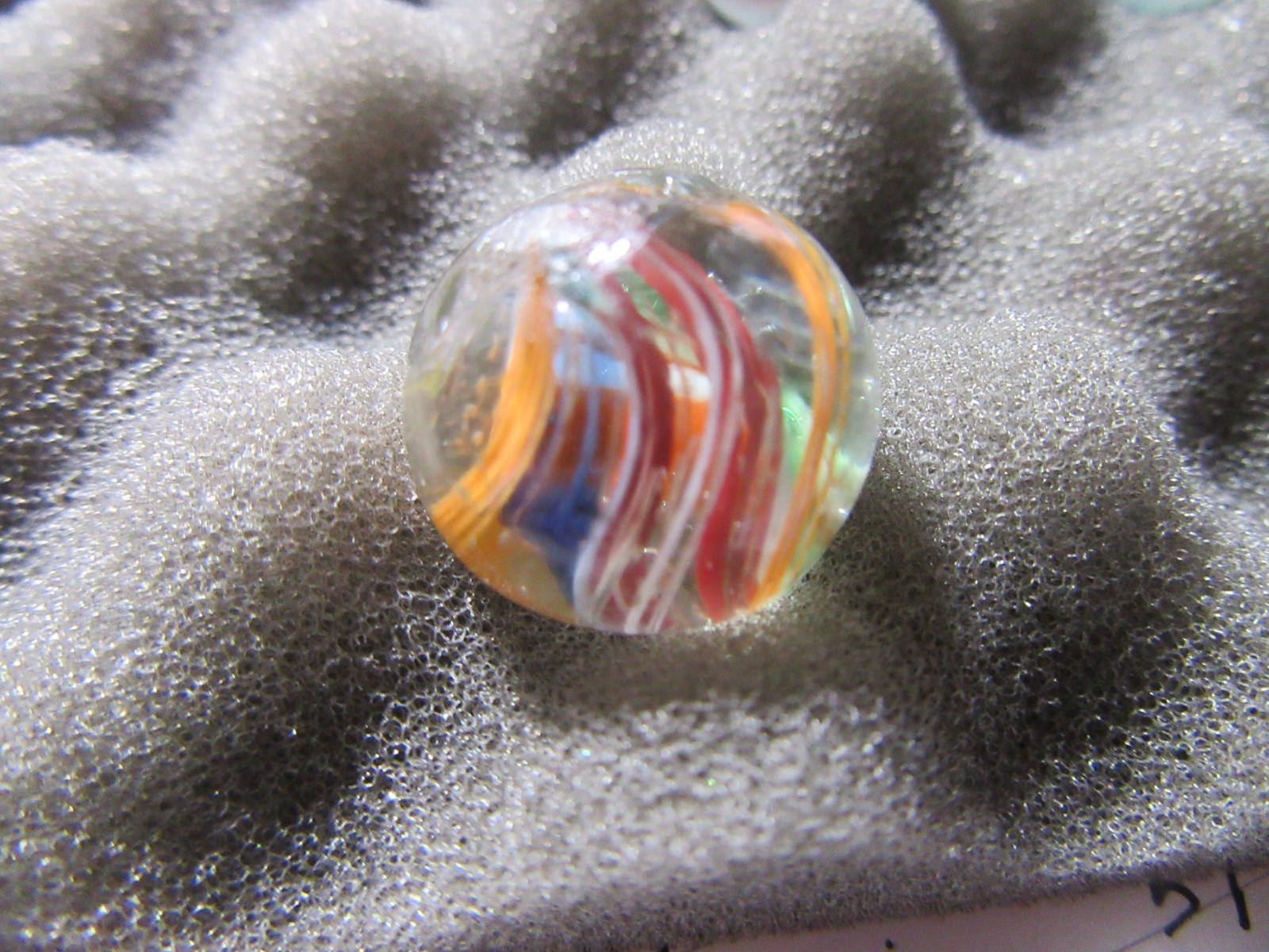 ANTIQUE SWIRL, SPIRAL STRIPES Hand Made Marble 11/16″ Multi Color