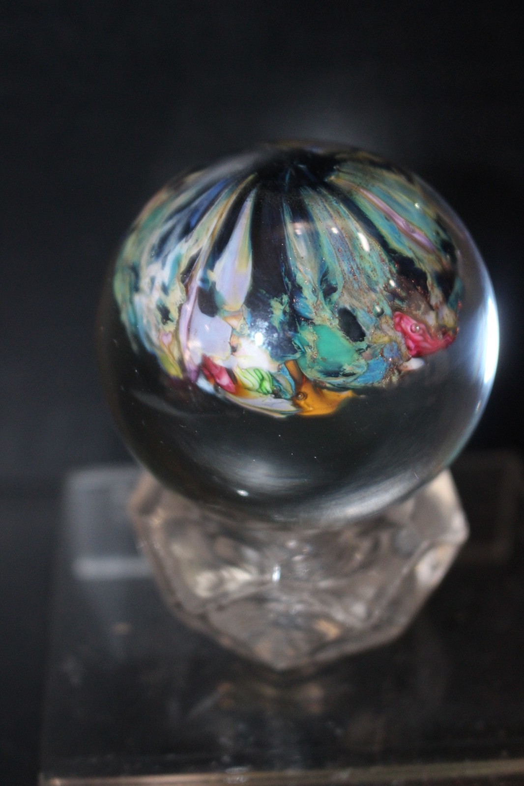 Millefiori “Orbs” by Douglas Sweet marble 1990s 52mm Mint with base