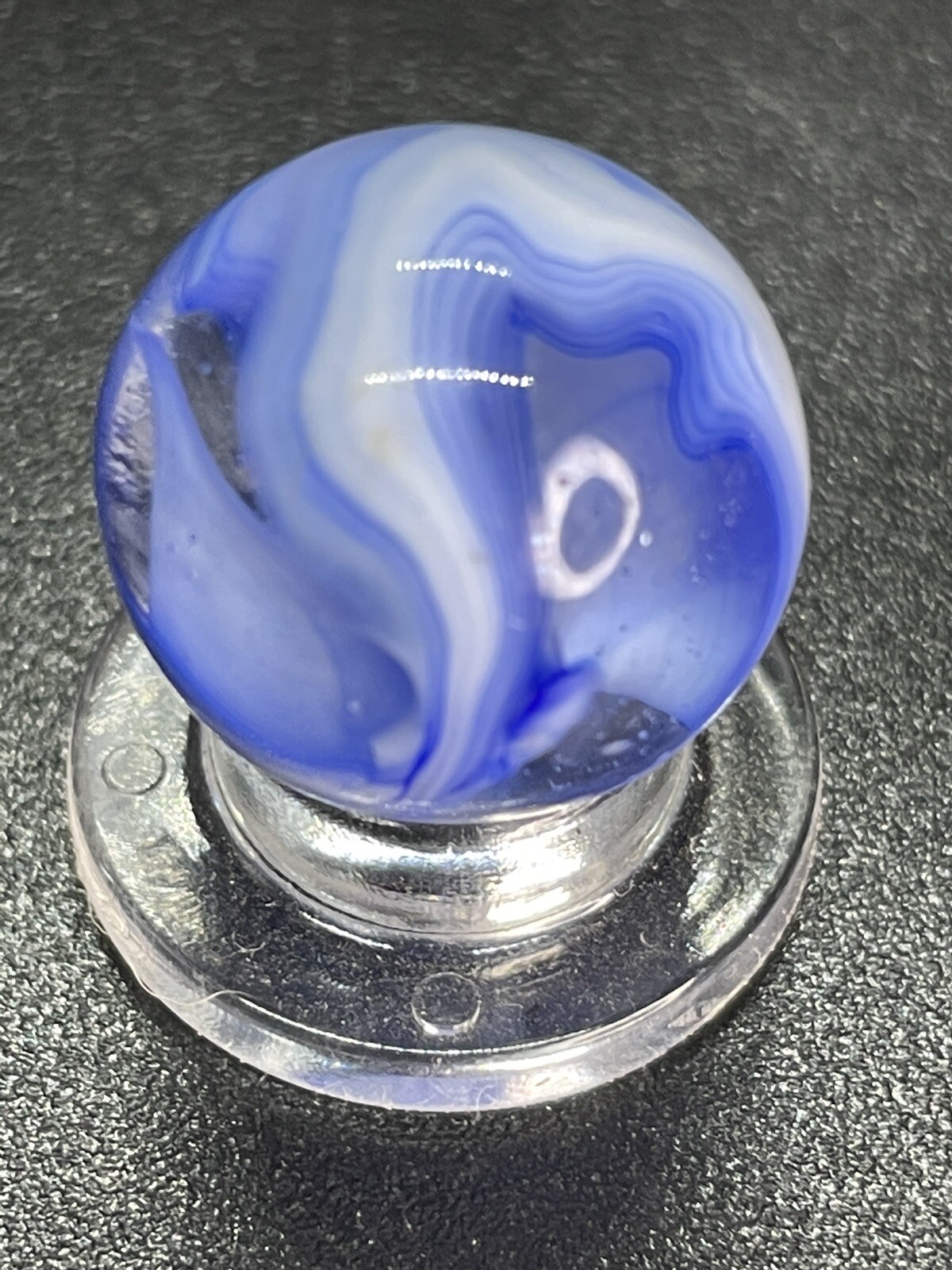 Blue Clear Base Snake Style Swirl Wirepull Alley Or Other Vintage Marbles 0.629”