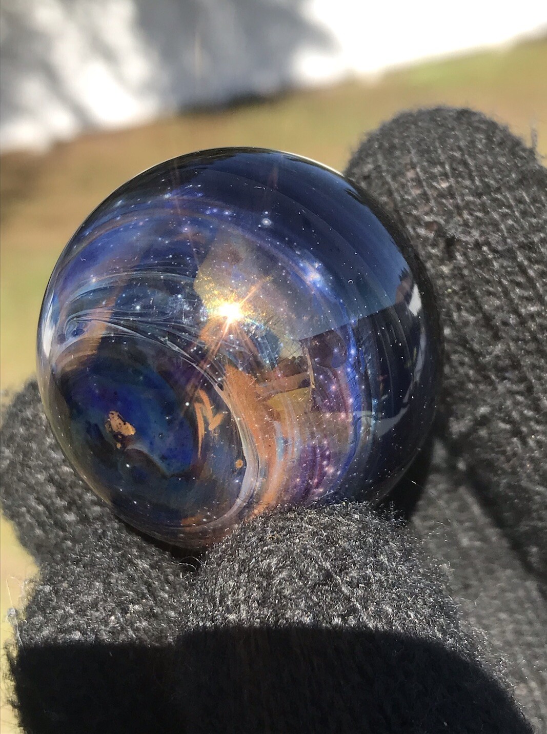 Glass Boro Marble Gold Dichro Space Theme 35mm Sculpture Art Multi Color 24k