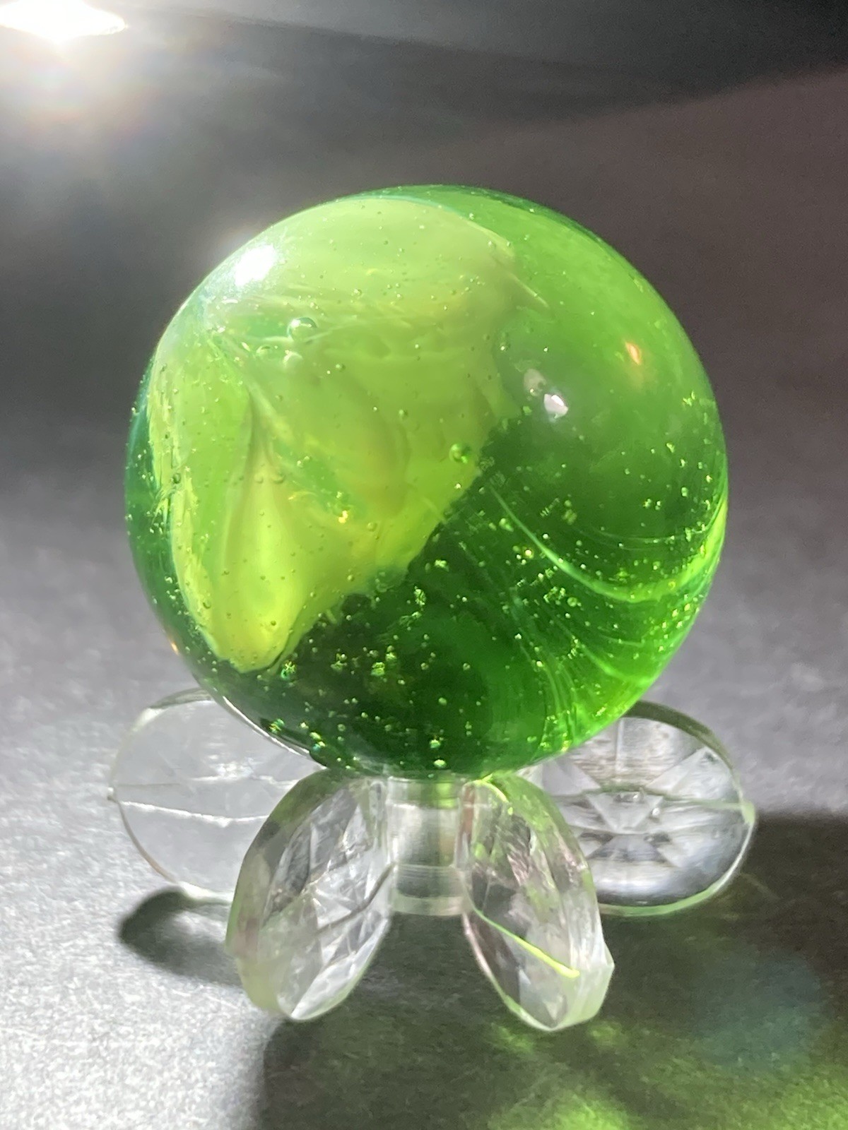 Collectible Marble UV Uranium STUNNING Must Have Green Swirls .66″