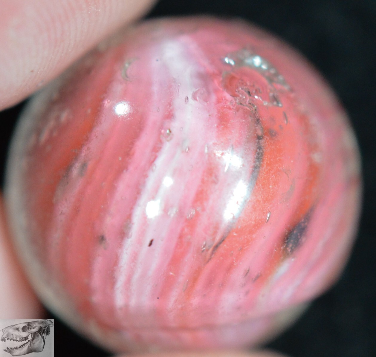 Handmade Pink Mica Onionskin Marble, 11/16 in, Good+, 1860-1920, Germany, S879