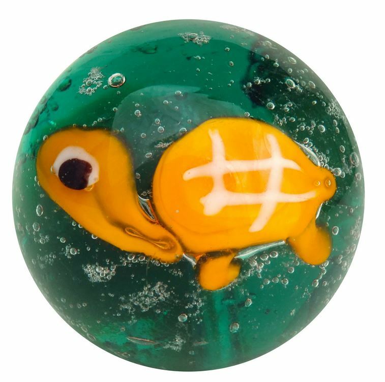 Pk 3 Aquarius 22mm Handmade Art Glass Marbles 7/8th” Angelfish Jellyfish Turtle