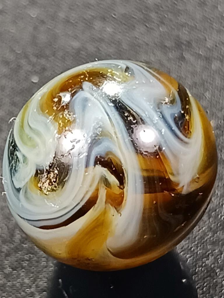 Akro Agate Peltier .61″ Honey Brown Slag Good Condition Serious Marble A203