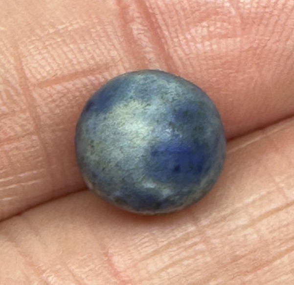 PEEWEE BENNINGTON MARBLE .41″ ANTIQUE BLUE 1800’s HANDMADE GLAZED CLAY old toy