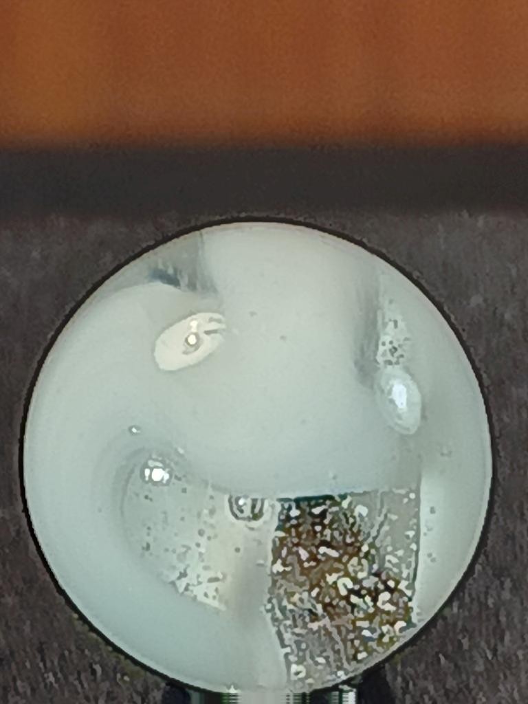5/8″ Akro Agate Ice White Slag Snake Swirl on Clear NM Serious Marble B102